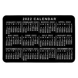 2022 års månadskalender Classic Black and White Magnet
