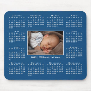2022 års moderna kalender Ditt foto Namn på Blue Musmatta