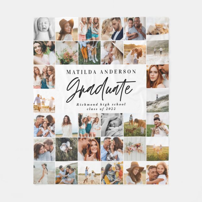 2022 års moderna multifoto student-snyggt  fleecefilt (Framsidan)