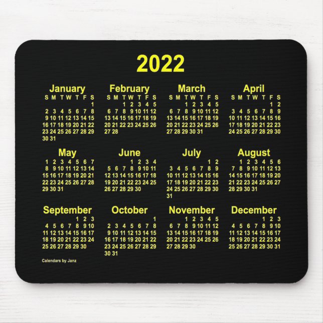 2022 års Neon Gult Calendar från Janz Musmatta (Framsidan)