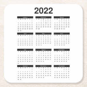 2022 års Papper månadskalenderruta Underlägg Kvadrat