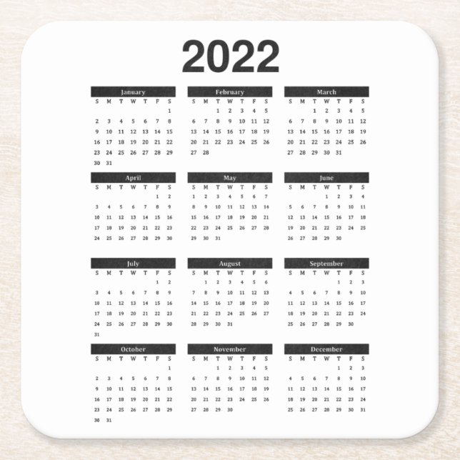 2022 års Papper månadskalenderruta Underlägg Kvadrat (Framsidan)