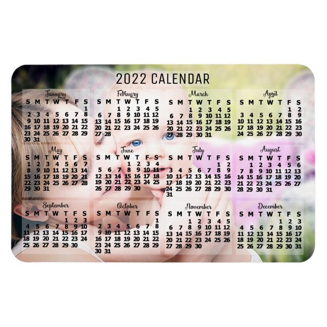 2022 års svartmålskalender - svart foto till Anpas Magnet (Horisontell)