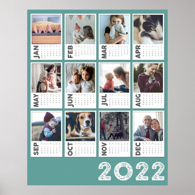 2022 Årskalender Modern fotokollageaffisch Poster (Framsidan)