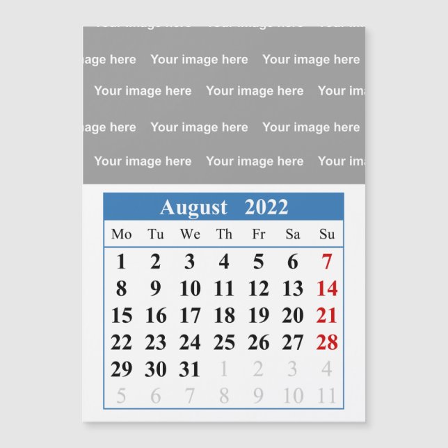 2022 augusti-kalender Magnetkort (Framsida)