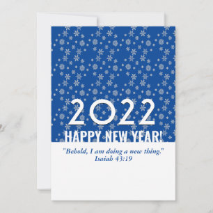 2022 Blue Snöflingor Christian NEW YEAR Julkort