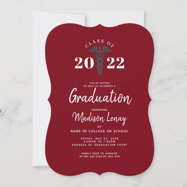 2022 Burgundy Medical Nursing School Studenten Inbjudningar (Framsida)