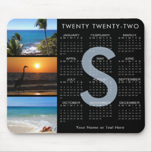 2022 Calendar 3 Photo Collage Monogram Black Musmatta