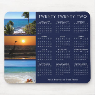 2022 Calendar 3 Photo Collage Your Färg Musmatta