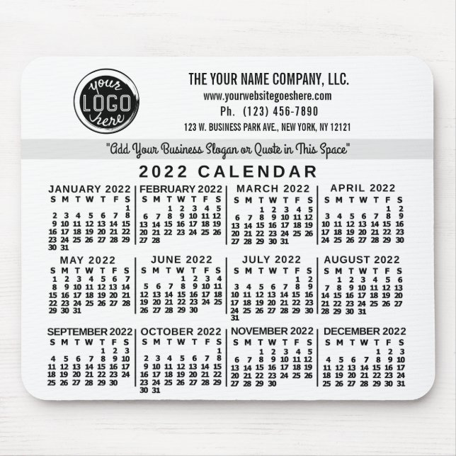 2022 Calendar Anpassningsbar Business Logotyp Namn Musmatta (Framsidan)