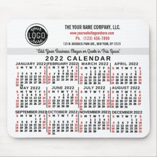 2022 Calendar Anpassningsbar Business Logotyp Namn Musmatta