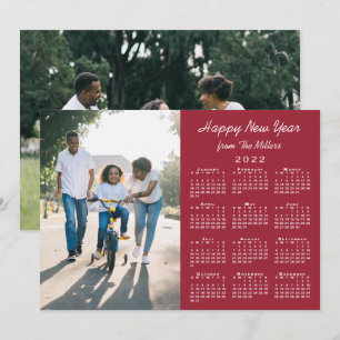 2022 Calendar Burgundy 2 Photo Gott nytt år Julkort