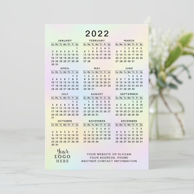 2022 Calendar Business Logotyp Pastel Holophy Program (Stående Fram)