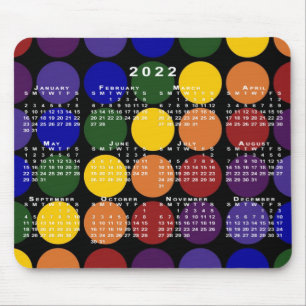 2022 Calendar HGBTQ Rainbow Polka dots on Black Musmatta