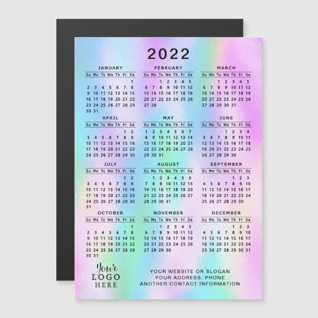 2022 Calendar Magnet Faux Holophy Girly (Fram/baksida)
