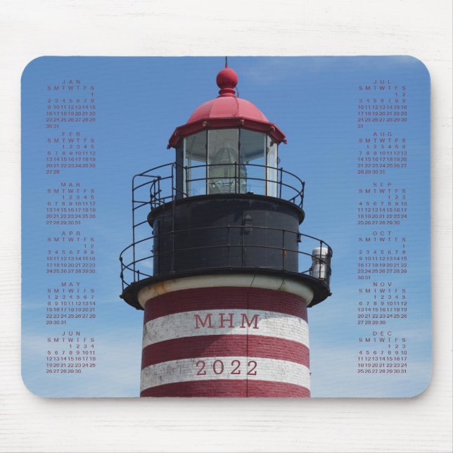 2022 Classic Väster Quoddy Red Lighthouse-kalender Musmatta (Framsidan)