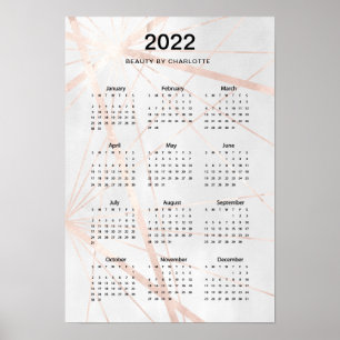 2022! Den moderna vattenfärgskalendern Poster. Poster