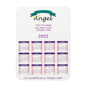 2022 Din Logotyp Branded Lila Calendar Magnet