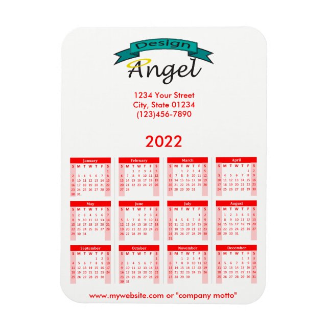 2022 Din Logotyp har en röd kalender Magnet (Vertikal)