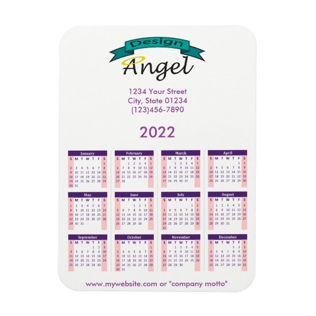 2022 Din Logotyp-kalender för Lila Magnet (Vertikal)