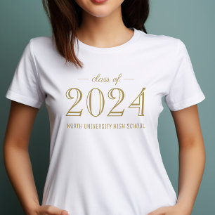 2022 Eleganten Guld Anpassningsbar Studenten T Shirt