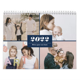2022 Family Photo Collage Modern Enkel Elegant C Kalender