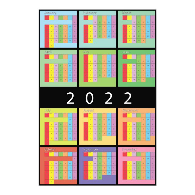 2022 färgkalender planerare fototryck (Framsidan)