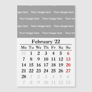 2022 februari-kalender Magnetkort