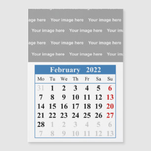 2022 februari-kalender Magnetkort