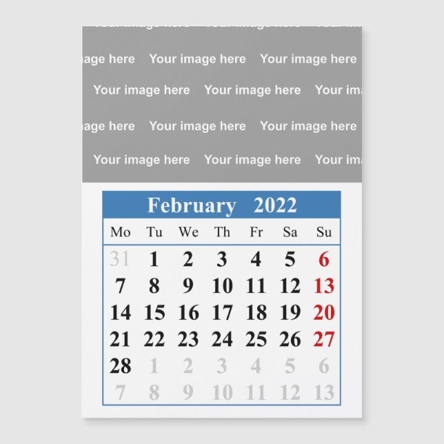 2022 februari-kalender Magnetkort (Framsida)