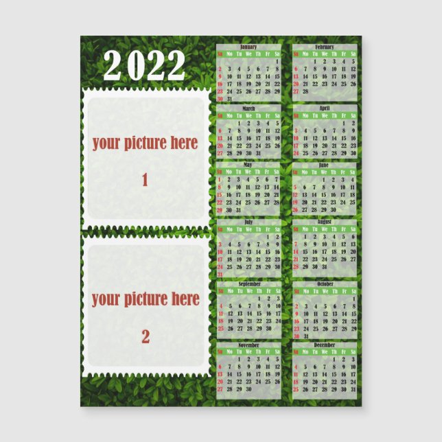 2022 Foto Personlig Calendar Fridge Magnet (Framsida)