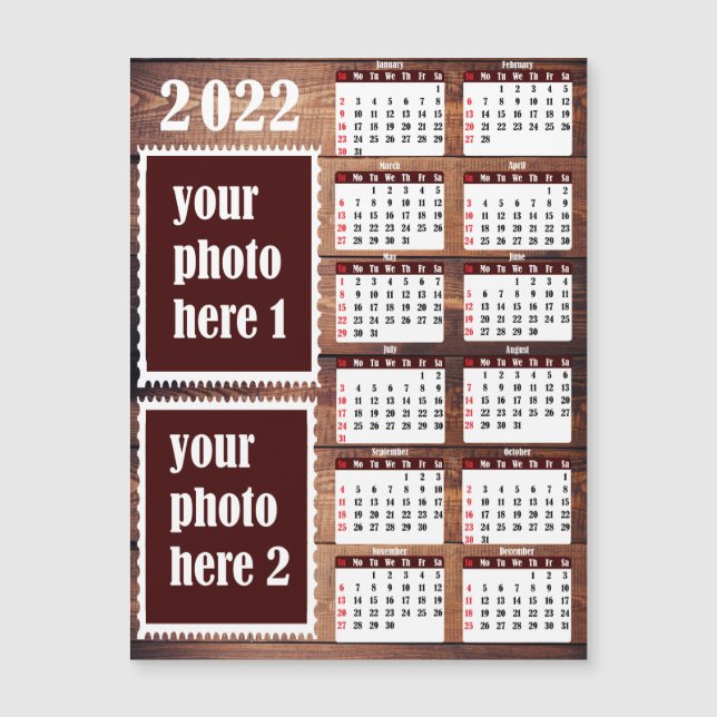 2022 Foto Personlig Calendar Fridge Magnet (Framsida)