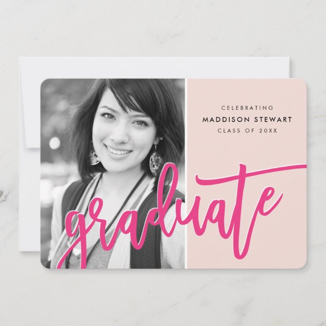 2022 GRAD PARTY modern rosa för övertäckning Tack Kort (Framsida)