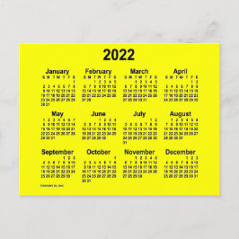 2022 Gul Mini Kalender av Janz Vykort