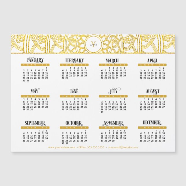2022 Guld Lotus Monogram Business Calendar  (Framsida)