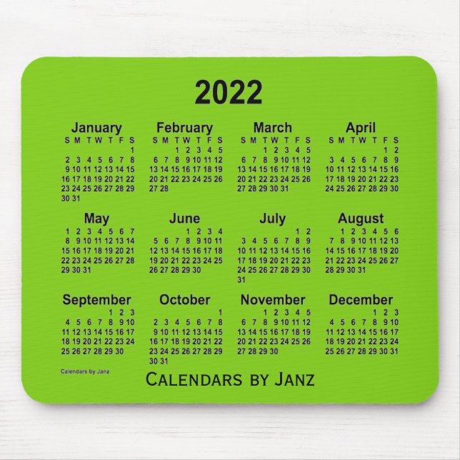 2022-Gultens Grönt Kalender av Janz Mouse Pad Musmatta (Framsidan)