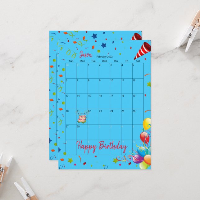 2022 Inbjudan till kalenderfebruari Grattis på föd (Fram/Back In Situ)