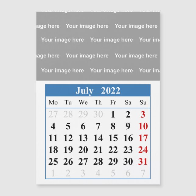 2022 juli-kalender Magnetkort (Framsida)