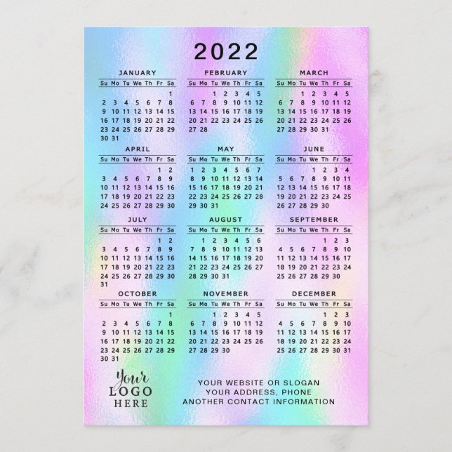 2022 Kalender - Fullt Faux Holograf Program (Framsida)