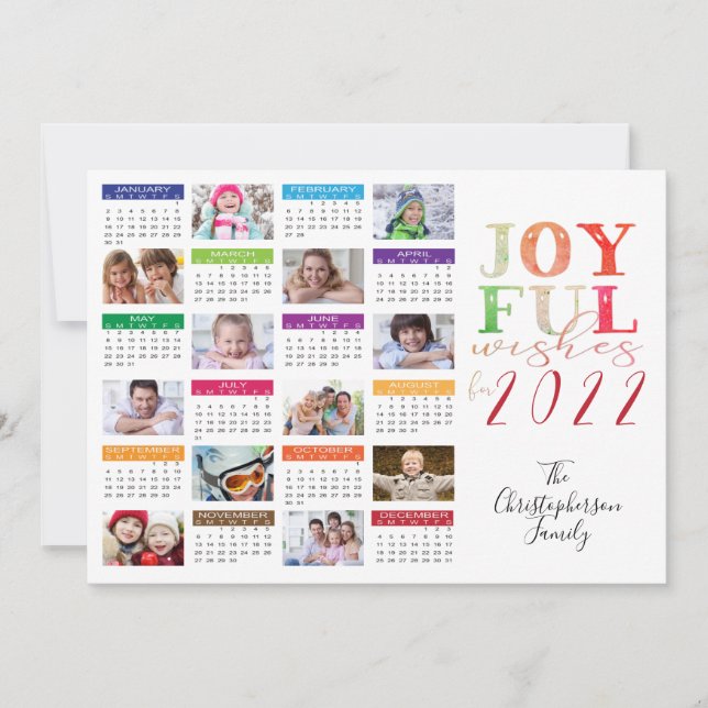 2022 Kalender GLADA ÖNSKAR Foto Collage Julkort (Framsida)