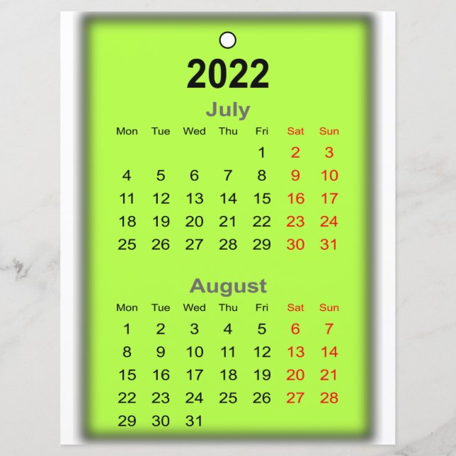 2022 Kalender juli Augusti Print on... (Framsida)