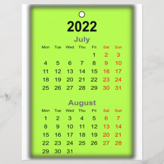 2022 Kalender juli Augusti Print on...