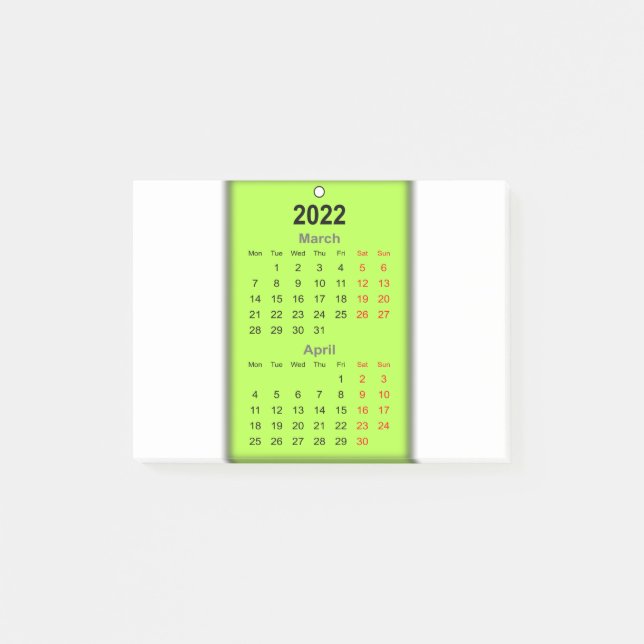 2022 Kalender mars Post-it Block (Framsida)