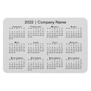 2022 Kalender med företaget Namn Grått Magnet