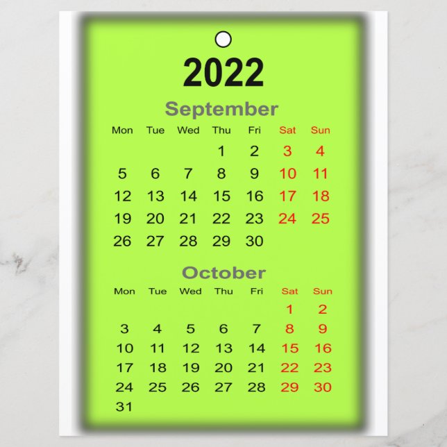 2022 Kalender September oktober Skriv ut den.. (Framsida)