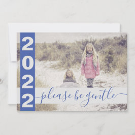 2022 Lustigt Var försiktig med fotoblå Julkort
