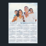 2022 Magnetic Calendar Family Photo Pastel Blue<br><div class="desc">Denna blåa magnetkalender för 2022 är lätt att anpassa med foto från familjen namn och anpassningsbar för att skapa en unik present till nära och kära. Klicka på "Anpassa den här mallen" och ändra fotot för att få resultatet med samma snyggt ram-utseende kant runt bild. 2022 års magnetiska fotokalender för...</div>