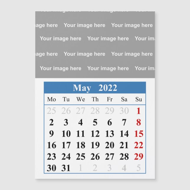 2022 maj-kalender Magnetkort (Framsida)
