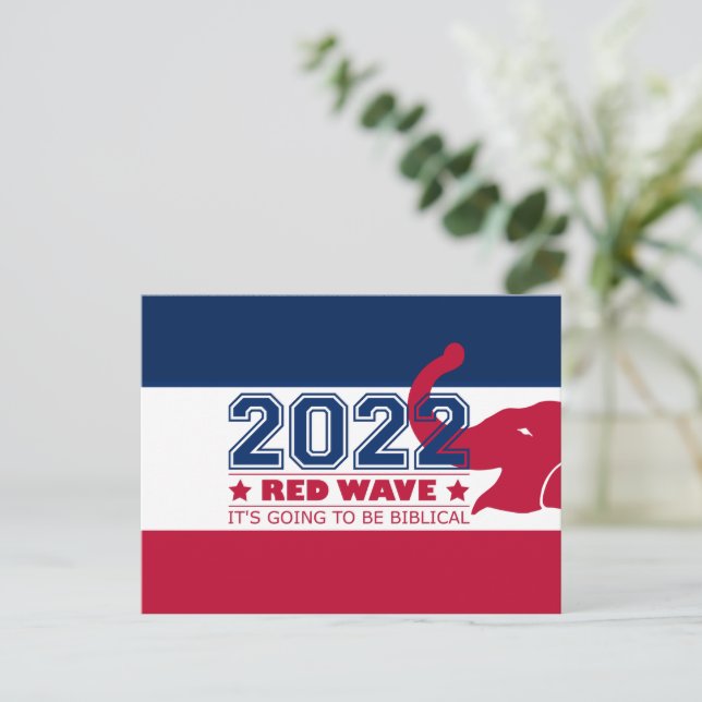 2022 Midterm Elections Red Wave Red Elephant USA Vykort (Stående Fram)