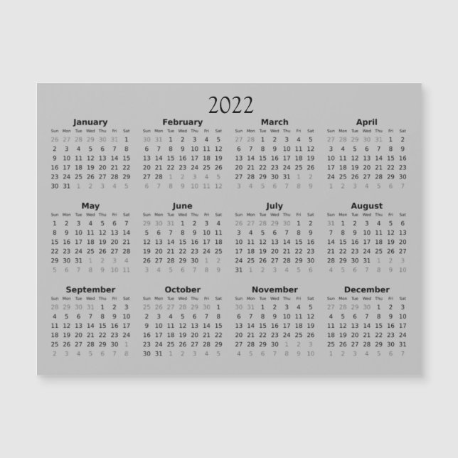 2022 Mini Calendar Magnetic Call Magnetisk Inbjudningskort (Framsida)